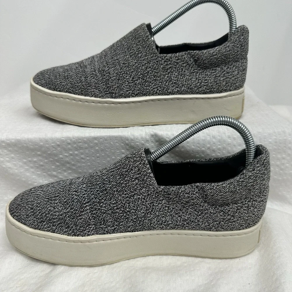 VINCE Walsh Knit Slip-on Sneakers Women's 8 M Gray White‎ Loafers Shoes Platform